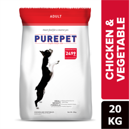 Purepet chicken and Vegetables adult dog dry food 20kg